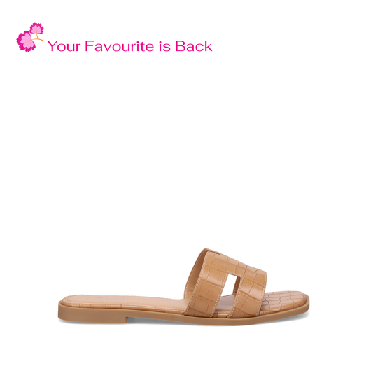 Inniu Catwalk Macey Flat Sandal Natural Croc