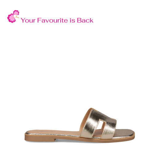 Inniu Catwalk Macey Flats Sandal Gold Metallic