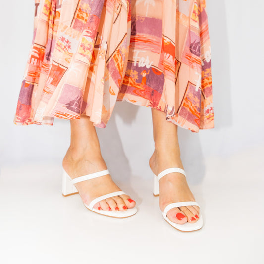 Inniu Catwalk Gigi Block Heel Mule White