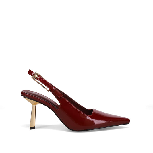 Inniu Catwalk Kirra Slingback Heels Deep Red Patent