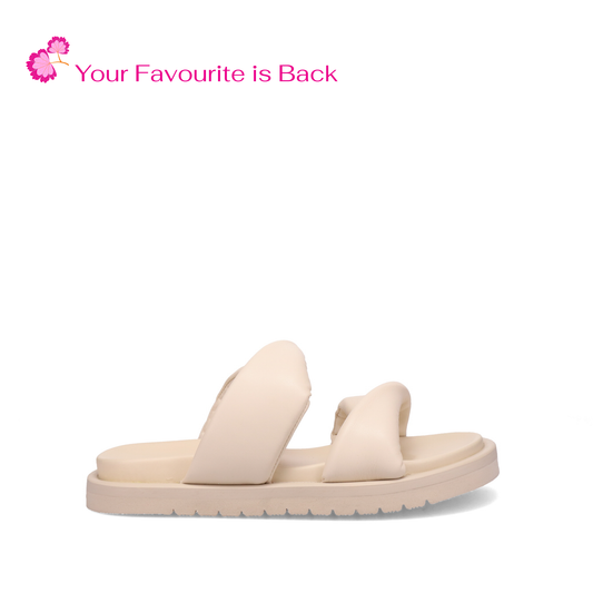 Inniu Catwalk Vacay Flat Sandals Vanilla