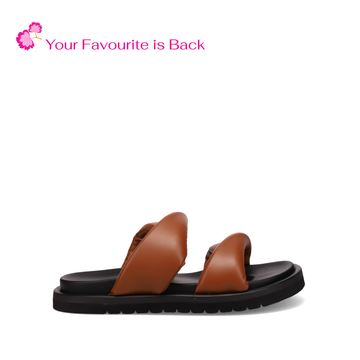 Inniu Catwalk Vacay Flat Sandals Tan Black