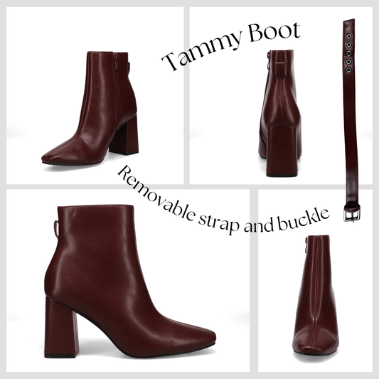 Inniu Catwalk Tammy Zip Up Ankle Boots Deep Red