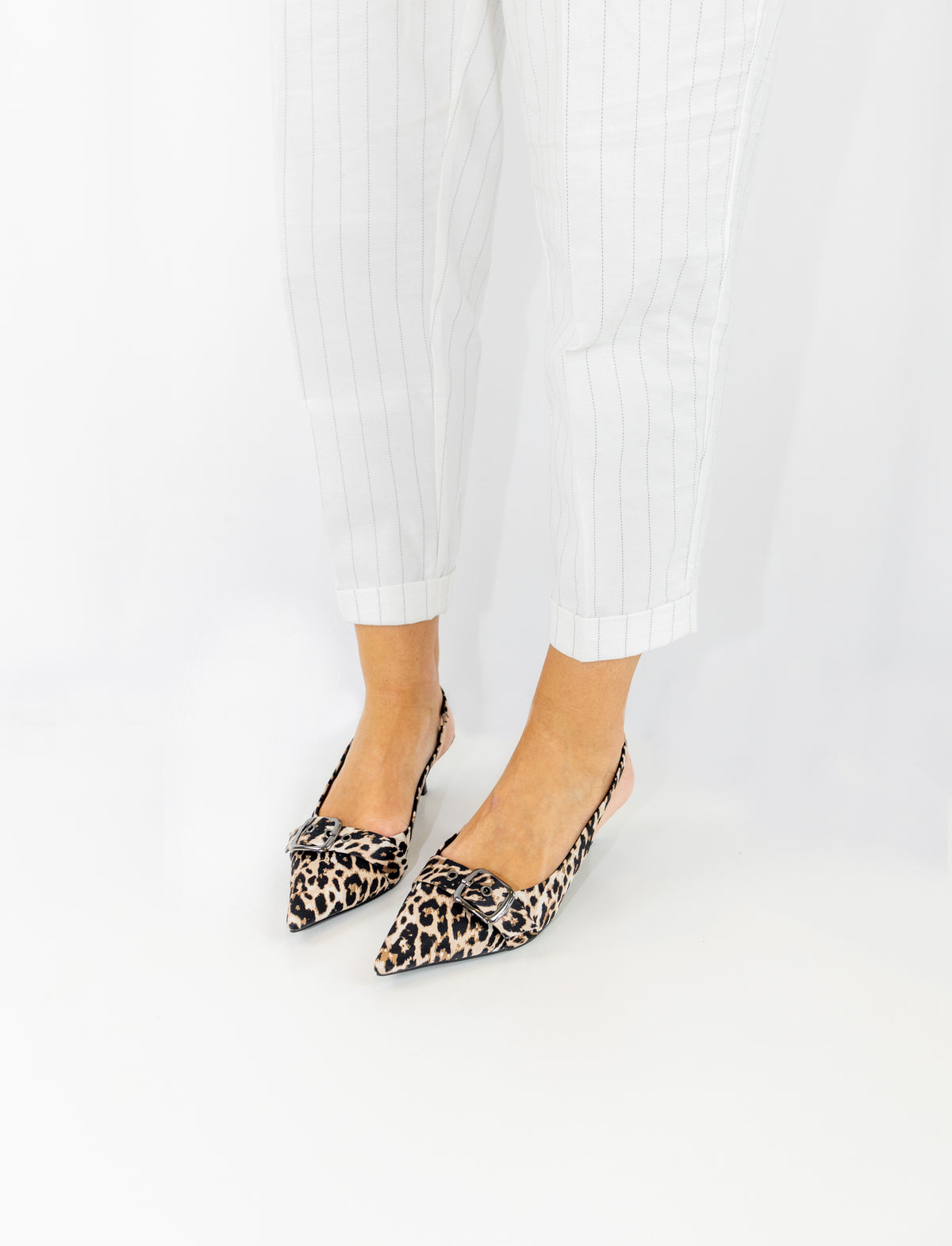 Inniu Catwalk Kylie Kitten Heel Leopard Satin