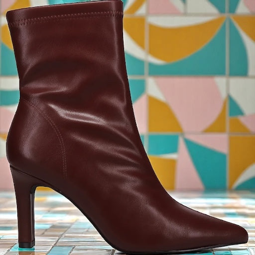 Inniu Catwalk Sylvie Slip On Boots Deep Red Stretch