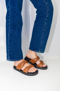 Inniu Catwalk Vacay Flat Sandals Tan Black