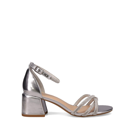 Inniu Catwalk Chicago Block Heels Silver Metallic