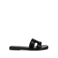 Inniu Catwalk Macey Flat Sandal Black Croc