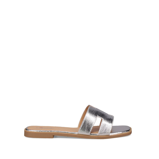 Inniu Catwalk Macey Flat Sandals Silver Metallic