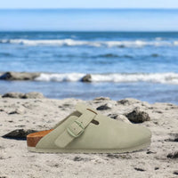 Inniu Catwalk San Jose Footbed Clog Mule Mint Vegan Suede