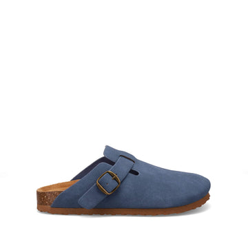 Inniu Catwalk San Jose Footbed Clog Mule Blue Vegan Suede